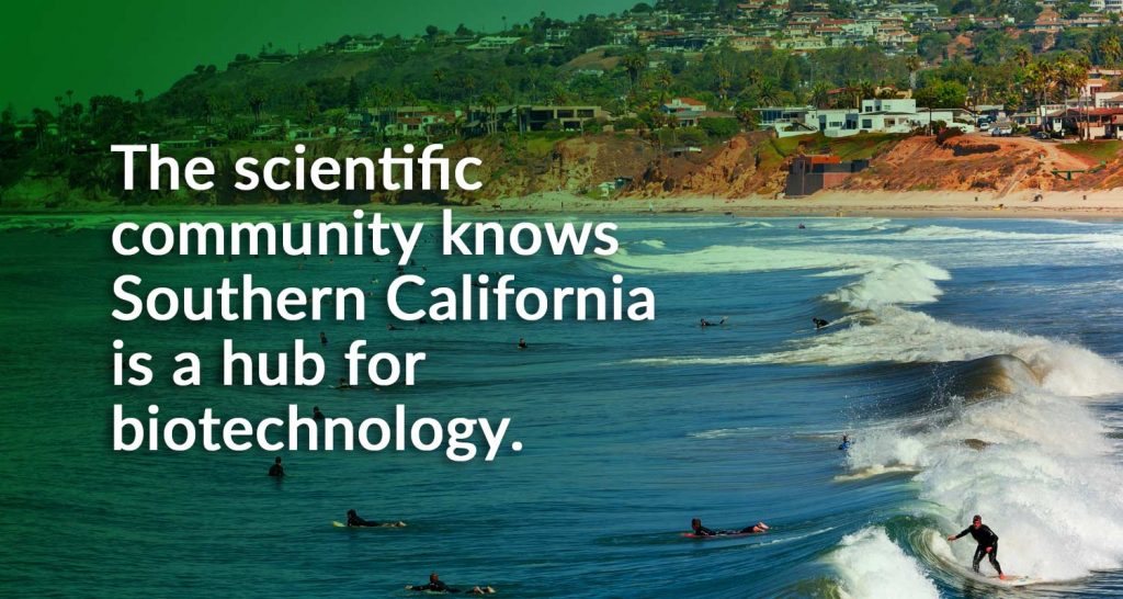 Image of SoCal beach for article on California biotech.