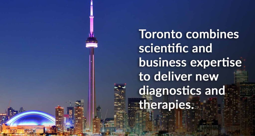 Image of Toronto skyline for article on Canadian science industry.