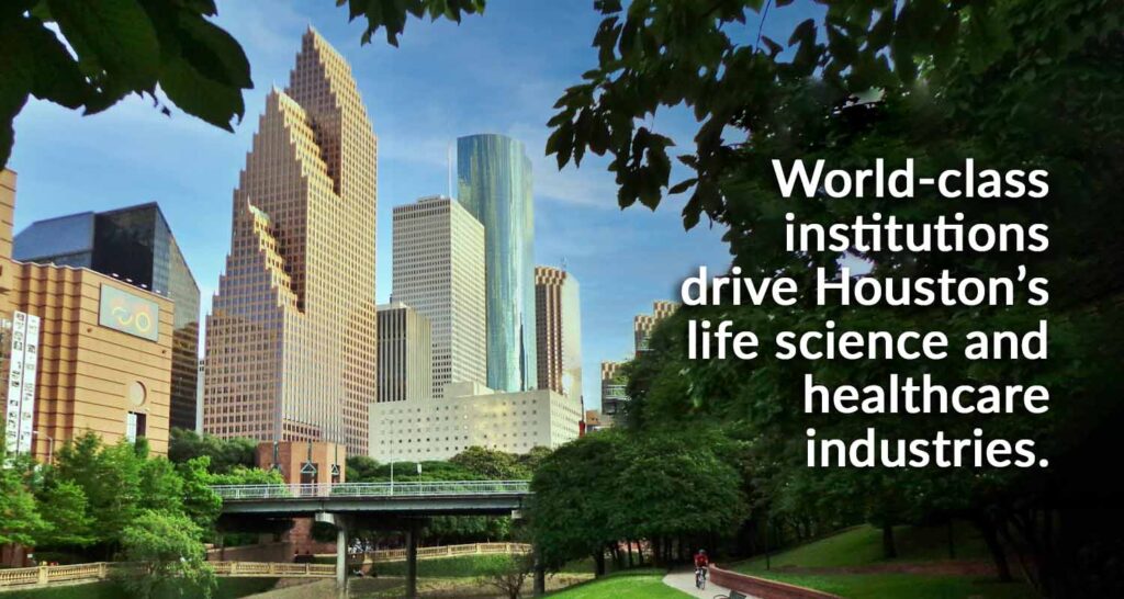 Image of downtown Houston for article on Houston life science companies.