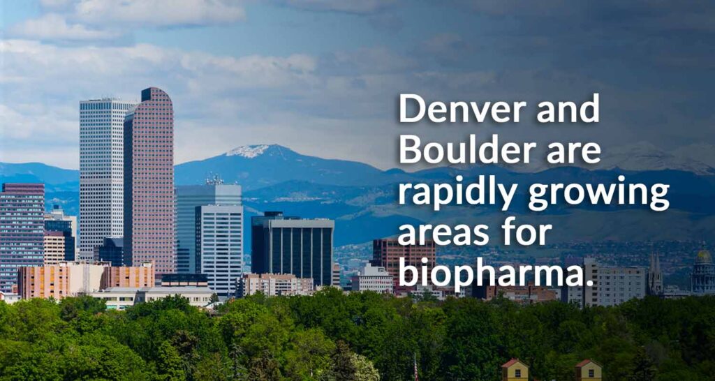 Image of Denver skyline for article on Colorado biopharma.